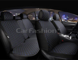 Комплект Накидок «LINEN CUBE PLUS» Чёрный/Синий (лён/усиленная боковая утягивающая резинка)