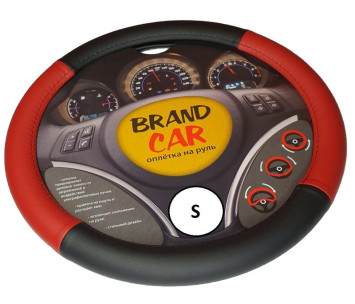 Оплетка на руль BRENDCAR "STEND" - S, Чёрный/Красный (экокожа)