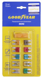 Предохранители флажковые &quot;GOODYEAR&quot; MINI  / набор 5А-30А  10шт/блистер с пинцетом