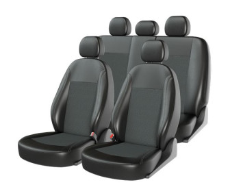 Чехлы «ATOM JACQUARD», черный/тёмн.серый/серый (Экокожа+жаккард)