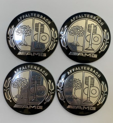 Этикетки на диски (метал)  диам. 56,5мм.  "AMG" серебро  (4 шт.)