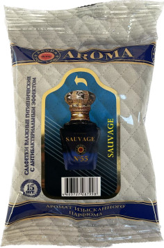 Парфюмированные салфетки малые AROMA Top Line DIOR SAUVAGE (упак.15шт)