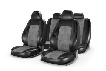 Чехлы «RANGER JACQUARD», черный/серый/серый (Экокожа+жаккард)