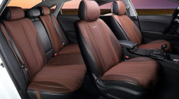 Комплект Накидок  «GRAND PLUS»  Коричневый/Коричневый  (твид экстра-класса/экокожа)