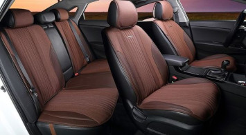 Комплект Накидок «GRAND PLUS» Коричневый/Коричневый (твид экстра-класса/экокожа)