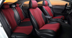 Комплект Накидок  «GRAND PLUS»  Чёрный/Красный  (твид экстра-класса/экокожа)