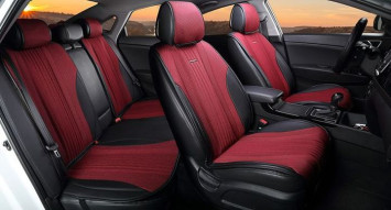 Комплект Накидок «GRAND PLUS» Чёрный/Красный (твид экстра-класса/экокожа)