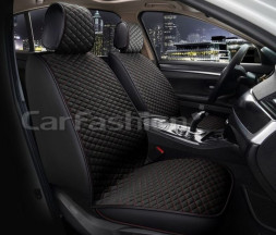 Накидки Фронт «ROMB FRONT» Чёрный/Чёрный/Красный (велюр/экокожа)