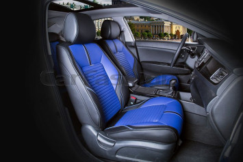 Накидки Фронт  «SECTOR  LEATHER»  Чёрный/Синий/Чёрный  (экокожа)