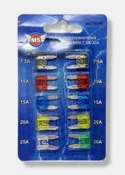 Предохранители флажковые "M5" MINI / набор 7,5А-30А  10шт/блистер