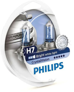 Автолампа Philips 12V   H7    55W  PX26d  Cristal Vision + 2шт W5W  4300K  Set 2 pcs.