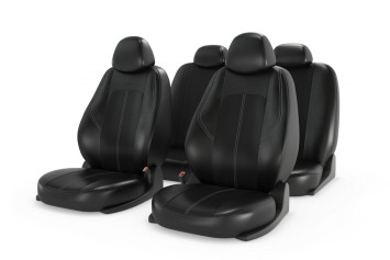 Чехлы «RANGER LEATHER», черный/черный/серая отстрочка (Экокожа)