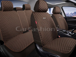 Комплект Накидок «RANCHO PLUS» Коричневый/Коричневый (искусственный шёлк/разд.подгол.)