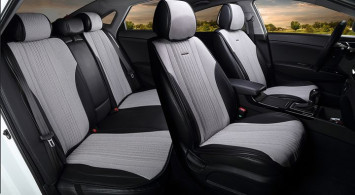 Комплект Накидок «GRAND PLUS» Чёрный/Серый (твид экстра-класса/экокожа)