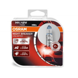 Лампа OSRAM 12V     H1   55W  NBU BOX  P14,5s  (2 шт.) (+110%)
