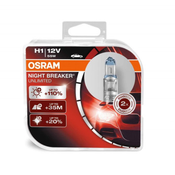Лампа OSRAM 12V     H1   55W  NBU BOX  P14,5s  (2 шт.) (+110%)
