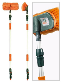 Щетка для мытья машины "Li-Sa" телеск., проточная ручка 160-250см, с регулят.под.воды, изогн.щётка