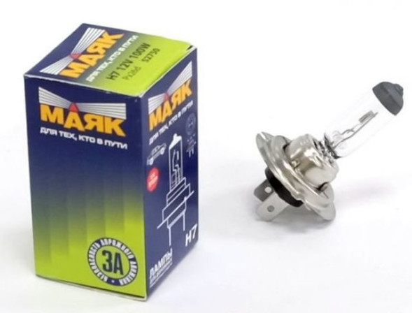 Лампа МАЯК 12V    H7  100W  РX26d (карт.1шт)