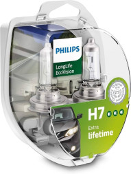 Автолампа Philips 12V   H7    55W  PX26d  LongLife  EcoVision  Set 2 pcs. увеличенный срок слу
