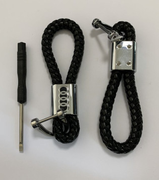 Брелок кожа плетенная  AUDI  Черный