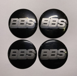 Этикетки на диски (метал)  диам. 56,5мм.  "BBS" черный  (4 шт.)
