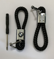 Брелок кожа плетенная  BMW  Черный