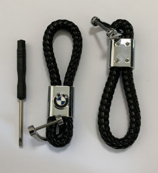 Брелок кожа плетенная  BMW  Черный