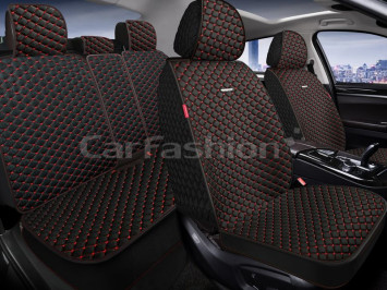 Комплект Накидок «RANCHO PLUS» Чёрный/Красный (искусственный шёлк/разд.подгол.)