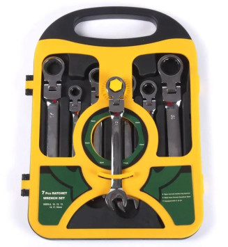 Набор комбинированных ключей с трещотками на шарнире 8- 10-12-13-14-17-19мм 7шт