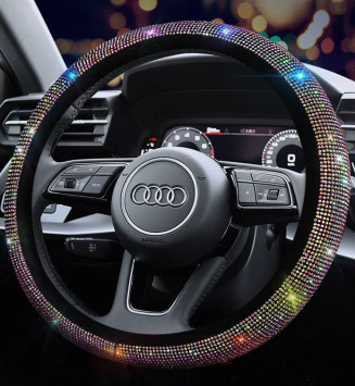 Оплетка на руль   Swarovski №4 - М, (без каркаса, мягкая) Хамелеон