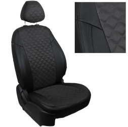 АВТОЧЕХЛЫ  Экокожа  Daewoo Matiz II  с 2000г-  черный РОМБ (алькантара)