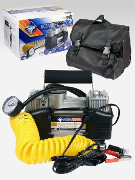 Компрессор TORNADO АК-75 10Атм/75л/150 PSI/клеммы /двухпоршневой/шланг/метал.корпус/ СУМКА