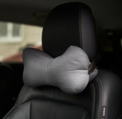 Подголовник-косточка  BioLine с наполнителем из лузги гречихи,  серый