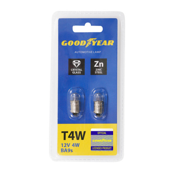 Автолампа GOODYEAR  12V  T4W  BA9s  (блистер: к-т 2шт.)