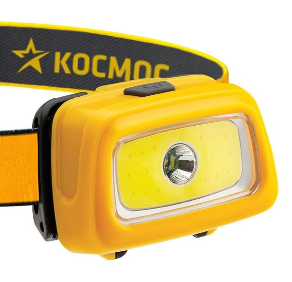 Фонарик  диодный  налобный  Космос 6Вт COB LED, 2 режима,  220лм, 3xAAA