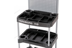 Складная тележка NORDBERG T13 с пластиковыми полками и перфорированным экраном