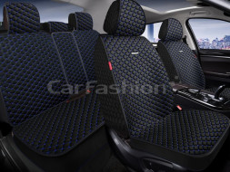 Комплект Накидок «RANCHO PLUS» Чёрный/Синий (искусственный шёлк/разд.подгол.)