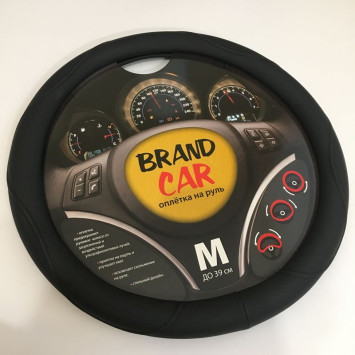 Оплетка на руль   BRENDCAR  &quot;STRIKE 130&quot; - М,  Чёрный/Чёрный/Чёрный (кожа)