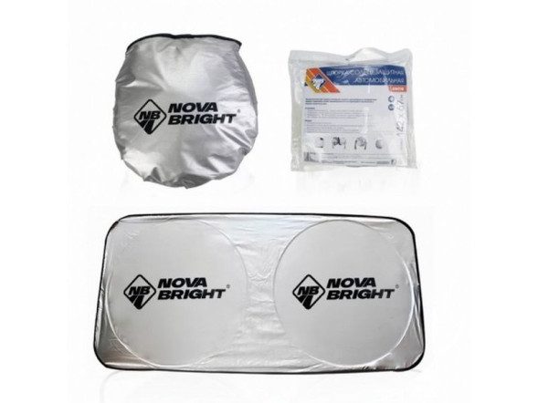 Шторки  солнцезащитные &quot;Nova Bright&quot;  142х67см  под лобовое стекло серебристая, полиэстер