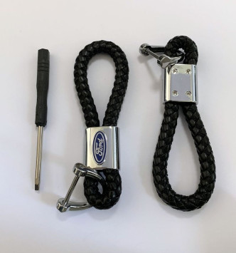 Брелок кожа плетенная  FORD  Черный