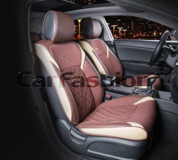 Накидки Фронт  «STING»  Бежевый/Кофе  (твид экстра-класса/экокожа)