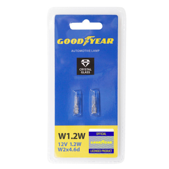 Автолампа GOODYEAR  12V  W1.2W  W2x4.6d  (блистер: к-т 2шт.)