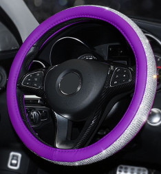 Оплетка на руль   Swarovski - М,  Фиолетовый с белыми стразами