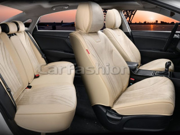 Чехлы «5D» PREMIUM каркасные «LEGION PLUS» Бежевый/Бежевый/Бежевый (перфорация/экокожа/нубук)