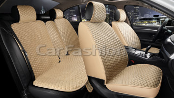 Комплект Накидок «ROMB» Бежевый/Бежевый/Бежевый (велюр/экокожа)