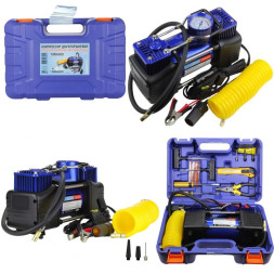 Компрессор TORNADO АС-625 10Атм/75л/150 PSI/клеммы /двухпоршневой/шланг/кейс с инстр-ми/LED фонарь