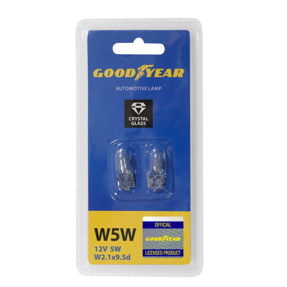 Автолампа GOODYEAR  12V  W5W  W2.1x9.5d  (блистер: к-т 2шт.)