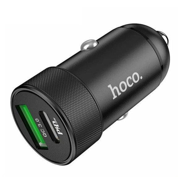 АЗУ  HOCO  1USB QC3.0 (12/24V - 3.6V – 6.5V/3A)  черный