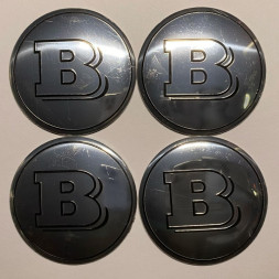 Этикетки на диски (метал)  диам. 56,5мм.  "BRABUS" серебро  (4 шт.)