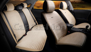 Комплект Накидок «MONACO PLUS» Бежевый/Бежевый/Бежевый (велюр премиум класса/экокожа)